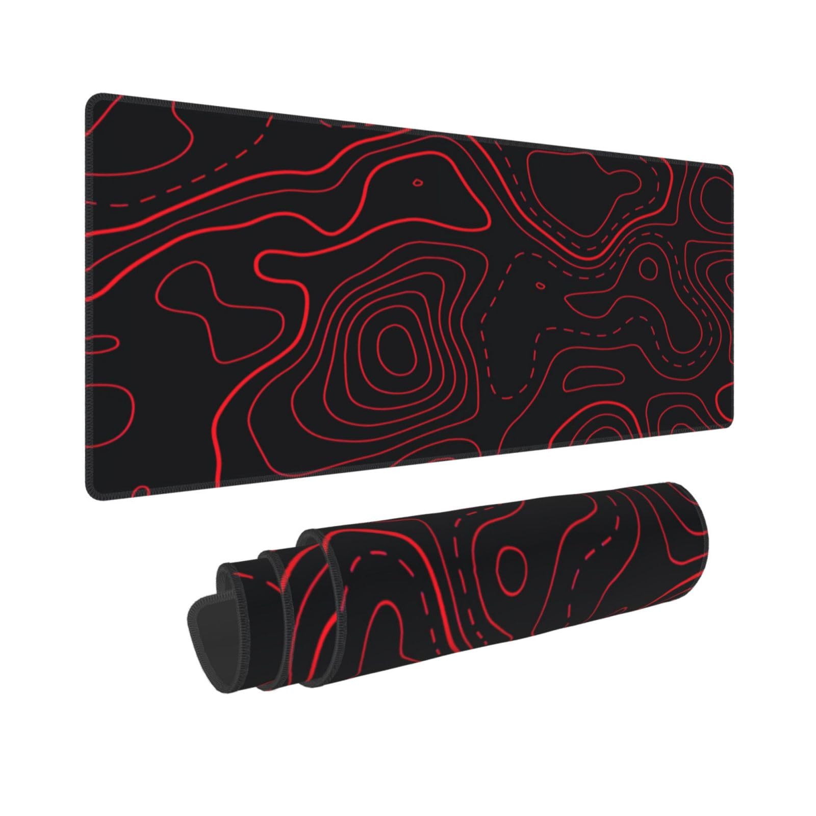 Desk Setup Red - Alas Mouse Gaming Topografi Merah Hitam
