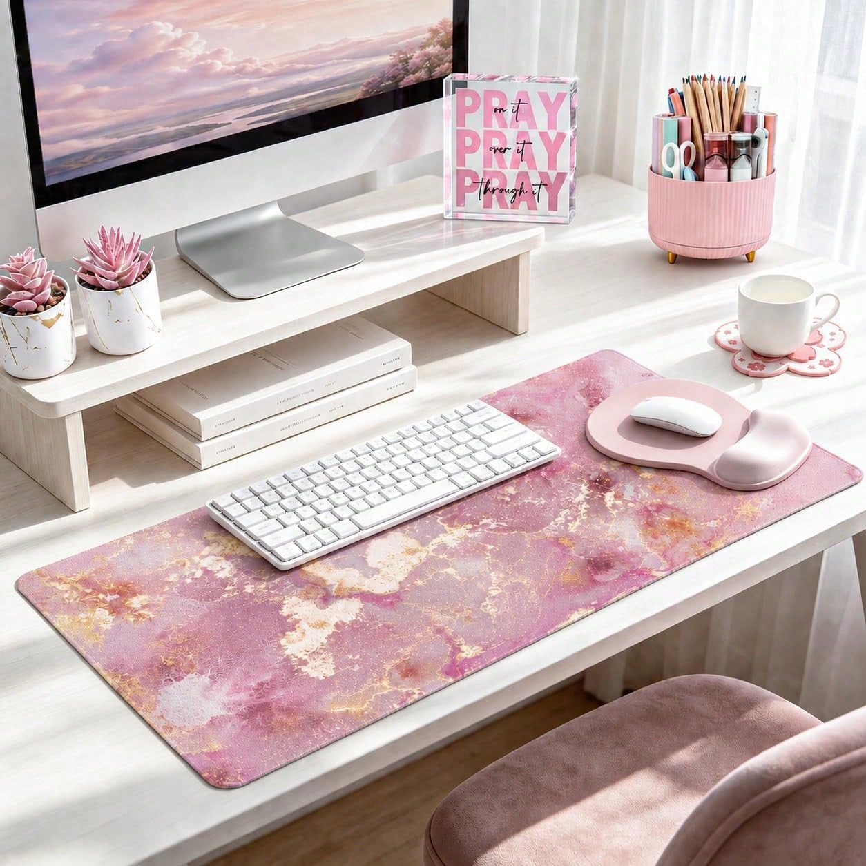 Desk Setup Girly - Set Dekorasi Meja 7 Buah, Dekorasi