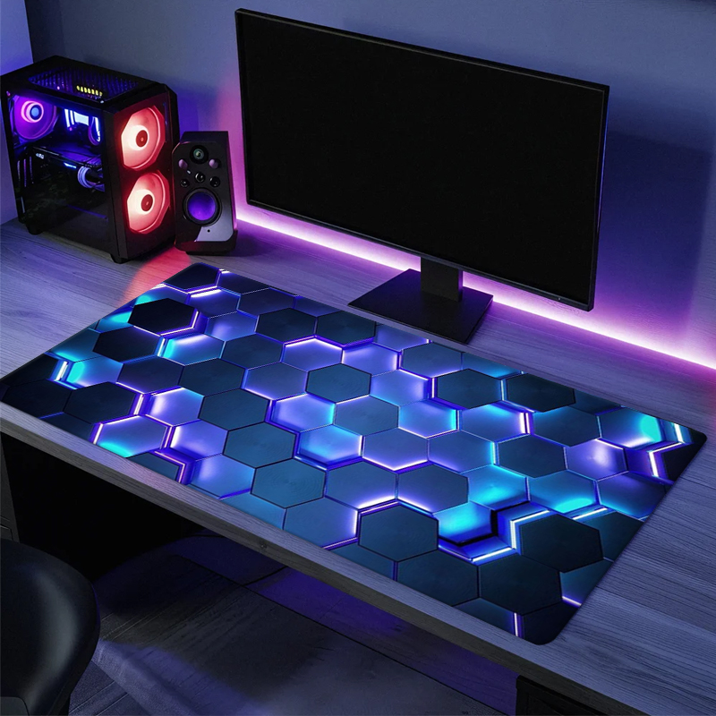 Desk Setup Red - Alas Mouse Gaming Besar Desain Gradasi