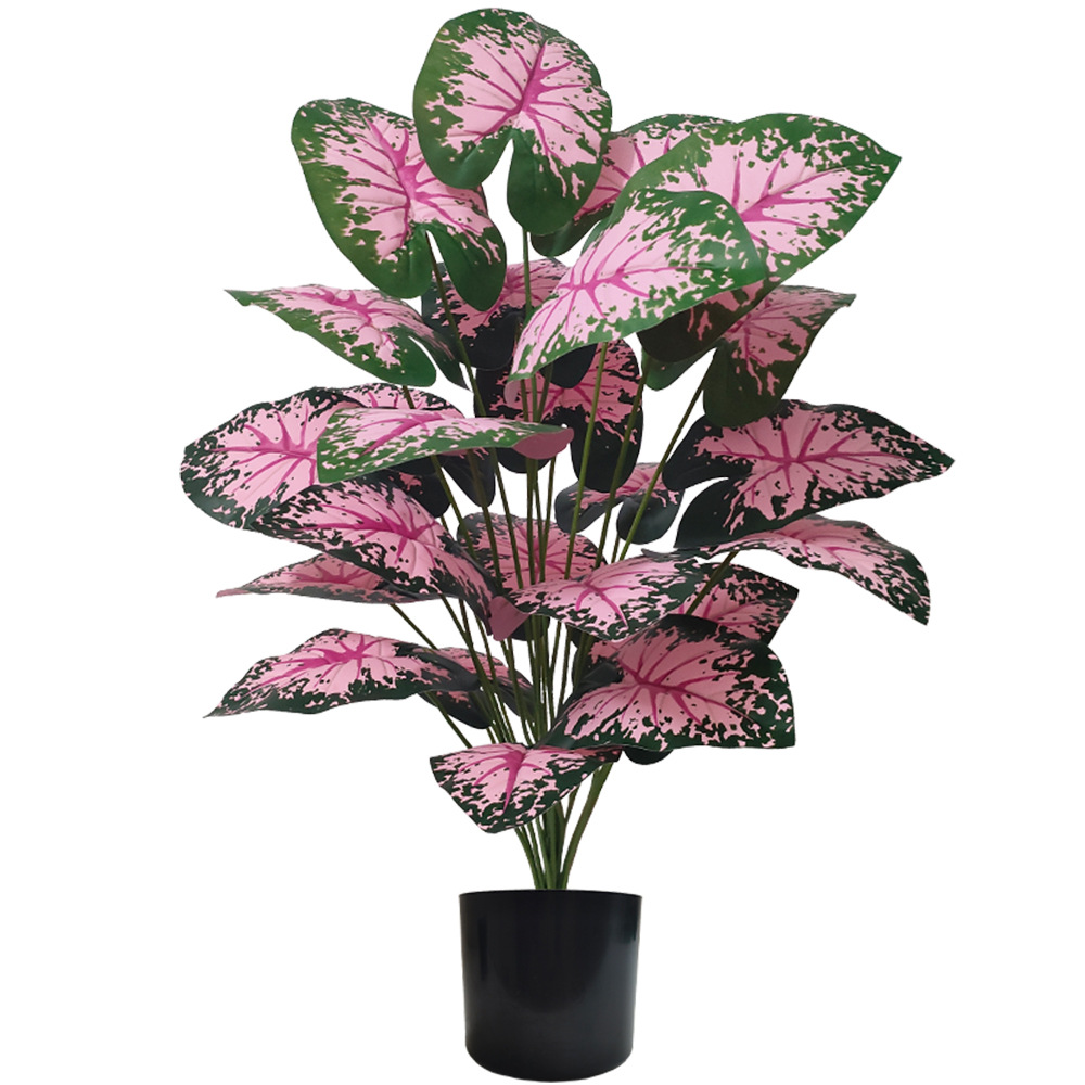 Desk Setup Plant - Tanaman pot bunga buatan daun merah