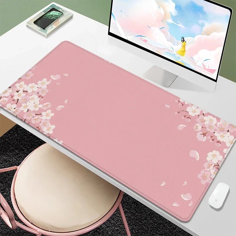 Desk Setup Girly - Alas Mouse Besar VIKAMA Cherry Blossom,