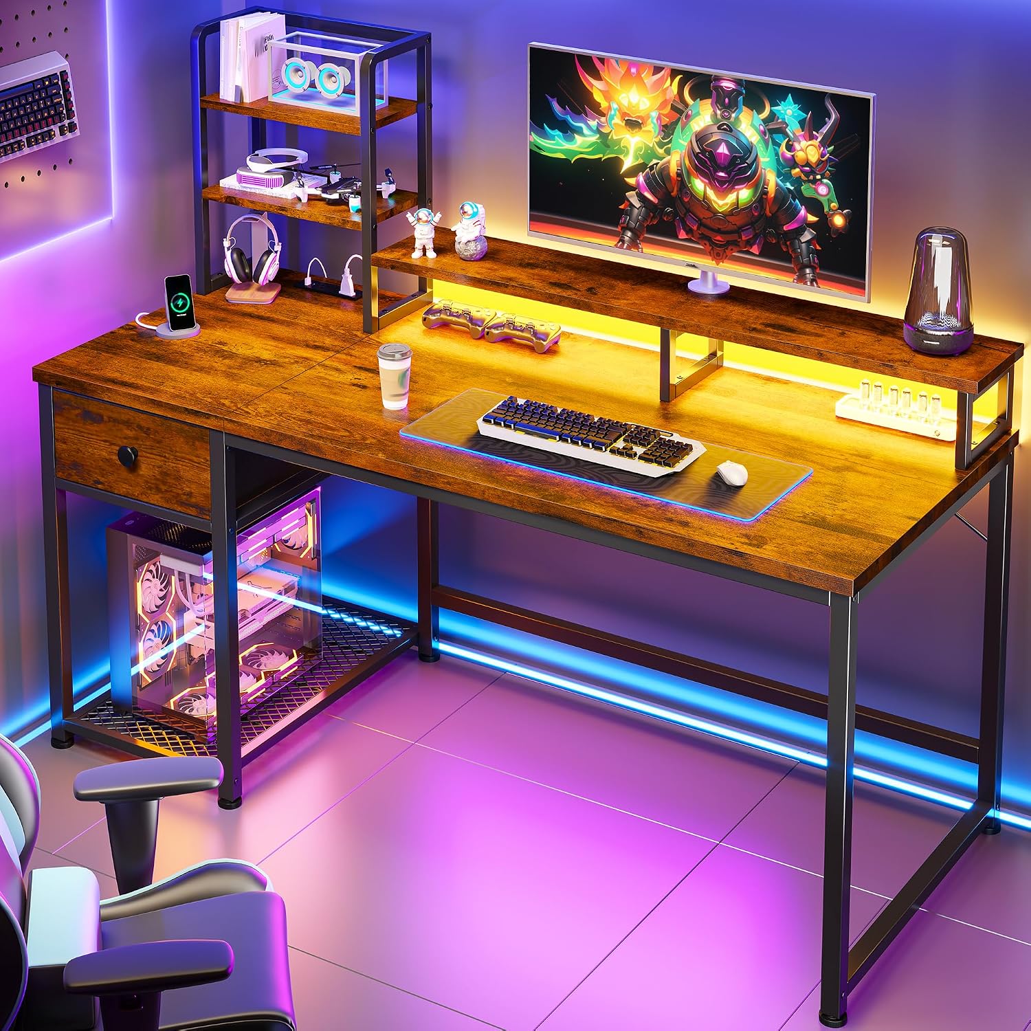 Desk Setup In Small Bedroom - Meja Komputer Kecil Dengan Rak &
