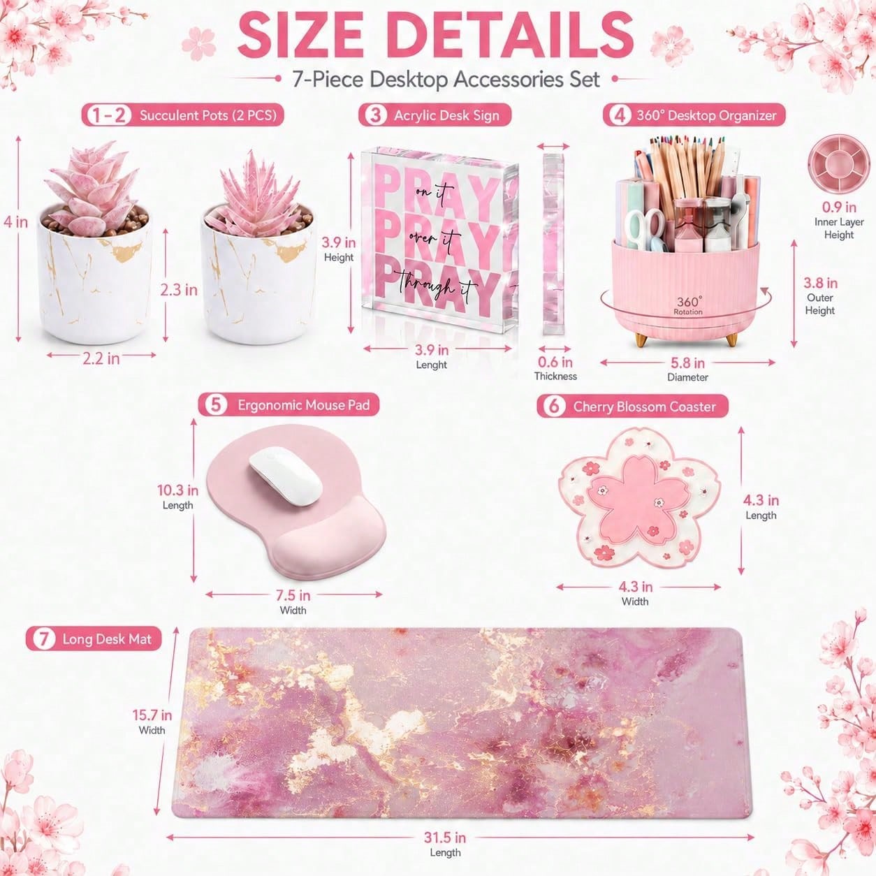 Set Dekorasi Meja 7 Buah, Deko - Desk Setup Girly ulasan dan harga
