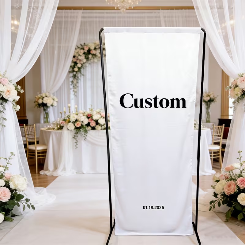Spanduk Meja Kustom Pernikahan - Desk Setup Background ulasan dan harga