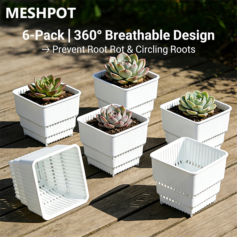 MESHPOT 6-Pack Pot Persegi unt - Desk Setup Plant ulasan dan harga