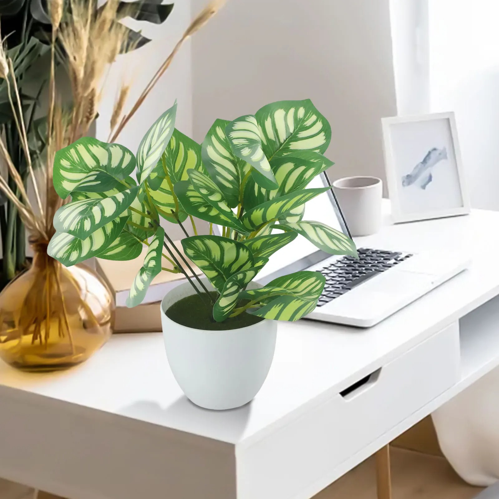 1 Buah Pot Tanaman Dedaunan Bu - Desk Setup Plant ulasan dan harga